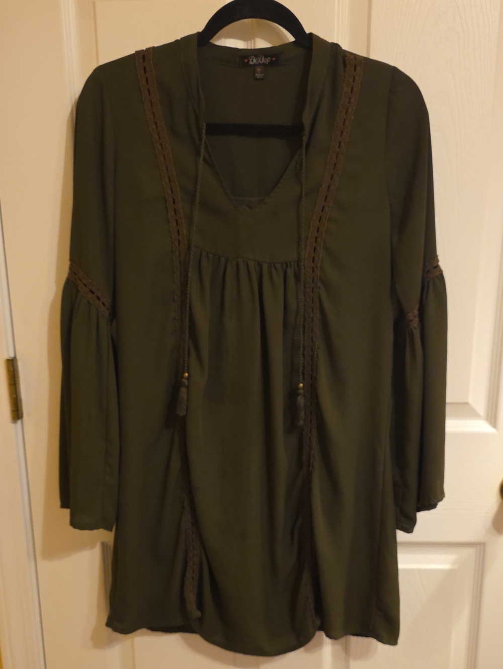 BeBop Olive Green V-Neck Blouse